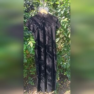 Dress Barn Black Floral Velvet Maxi Dress